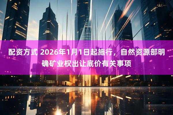 配资方式 2026年1月1日起施行，自然资源部明确矿业权出让底价有关事项